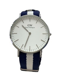 【中古】Daniel Wellington◆クォーツ腕時計/アナログ/ナイロン/ブルー/0602DW-SV【服飾雑貨他】