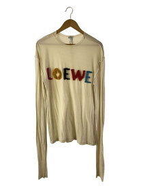 【中古】LOEWE◆長袖Tシャツ/L/シルク/アイボリー/H6279560CR【メンズウェア】