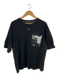 【中古】DOLCE&GABBANA◆レイヤードカモフラージュTシャツ/クルーネック/ポケット/ロゴ/バックプリント/S/コットン/BLK【メンズウェア】