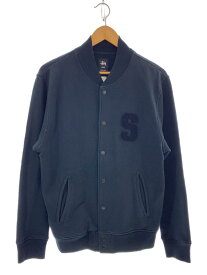 【中古】STUSSY◆パイルロゴ/スタジャン/M/コットン/BLK【メンズウェア】