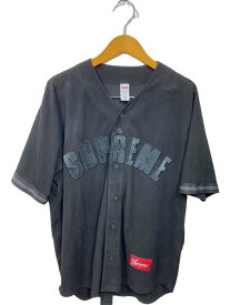 【中古】Supreme◆24SS/Ultrasuede Mesh Baseball Jersey/半袖シャツ/M/ポリエステル/BLK【メンズウェア】