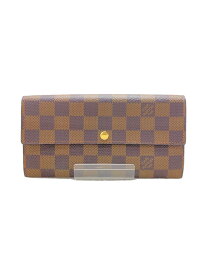 【中古】LOUIS VUITTON◆1)ポルト・フォイユ・サラ_ダミエ・エベヌ_BRW/PVC/BRW/レディース【服飾雑貨他】