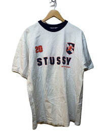 【中古】STUSSY◆Tシャツ/L/コットン/WHT/90s/USA製/リンガーT【メンズウェア】