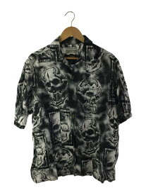 【中古】WACKO MARIA◆56TATTOOSTUDIO/ドクロ/半袖シャツ/L/--/BLK/総柄【メンズウェア】