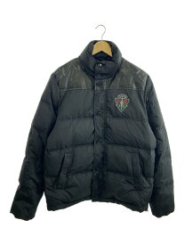 【中古】GUCCI◆ダウンジャケット/50/ナイロン/BLK/無地/343859/レザー切替/【メンズウェア】