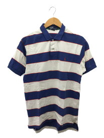 【中古】POLO RALPH LAUREN◆ポロシャツ/M/コットン/ブルー×レッド×ホワイト/ボーダー【メンズウェア】