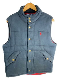 【中古】POLO RALPH LAUREN◆ベスト/M/コットン/NVY/無地【メンズウェア】