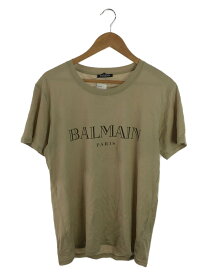【中古】BALMAIN◆ロゴTシャツ/S/コットン/キャメル【メンズウェア】
