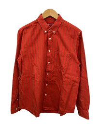 【中古】Supreme◆19SS/Stripe Twill Shirt/長袖シャツ/M/コットン/RED【メンズウェア】
