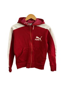 【中古】PUMA◆70s/目付き/ジャージ/ジップアップ/ロゴ/38/ナイロン/RED/プリント【レディースウェア】