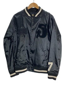 【中古】STUSSY◆スタジャン/M/ポリエステル/BLK状態考慮【メンズウェア】