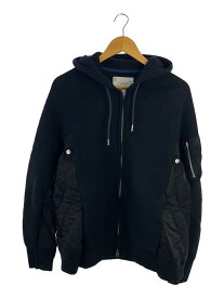 【中古】sacai◆sacai/ジップパーカー/1/コットン/BLK/SCM-045【メンズウェア】