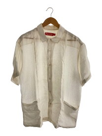 【中古】Supreme◆24SS/Mesh Panel Linen S/S Shirt/半袖シャツ/L/リネン/WHT【メンズウェア】