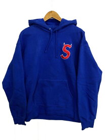 【中古】Supreme◆22AW/S logo hooded sweatshirt/パーカー/XL/コットン/BLU/無地/汚れ色【メンズウェア】