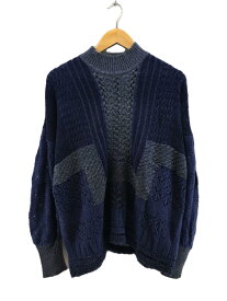 【中古】mame kurogouchi◆Mixed Cable Knit Pullover/セーター(厚手)/1/ウール/NVY【レディースウェア】