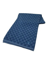 【中古】LOUIS VUITTON◆エシャルプ・プティダミエ_ダミエ・エベヌ_BLU/ウール/BLU/メンズ【服飾雑貨他】