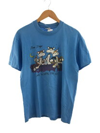 【中古】Tシャツ/L/コットン/BLU/プリント【メンズウェア】