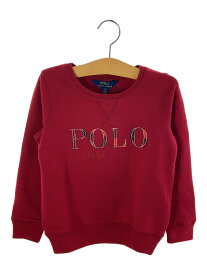 【中古】POLO RALPH LAUREN◆ロゴスウェット/US6/コットン/RED/無地【キッズ】