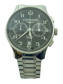 【中古】LONGINES◆自動巻腕時計/アナログ/ステンレス/BLK/SLV/オリンピック/箱有/20231020日差+5【服飾雑貨他】