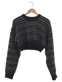 【中古】X-girl◆MULTI STRIPE SHAGGY KNIT TOP/one/アクリル/BLK/105234015013【レディースウェア】