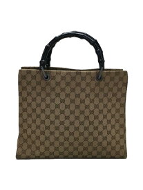 【中古】GUCCI◆トートバッグ/キャンバス/ベージュ/総柄【バッグ】