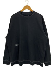 【中古】NEW BALANCE◆リブ裾ロングスリーブTシャツ/長袖Tシャツ/XL/コットン/ブラック/AMT35102【メンズウェア】