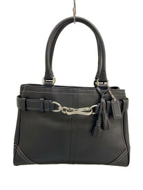 【中古】COACH◆ハンドバッグ/レザー/BLK/無地/F08A70【バッグ】