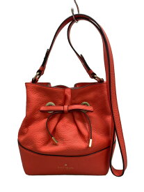 【中古】kate spade new york◆ショルダーバッグ/レーヨン/RED/無地/ケイトスペードニューヨーク/巾着バッグ【バッグ】