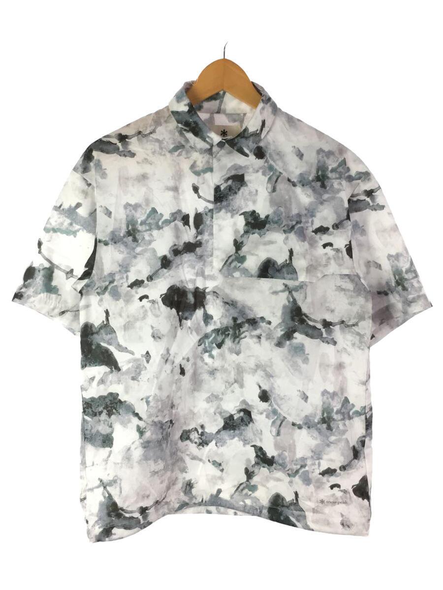 Men's Snow Peak Short Sleeve Shirt/S/Cotton/White/Allover Pattern/Sh ...