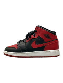 【中古】NIKE◆AIR JORDAN 1 MID (GS)_エアジョーダン 1 ミッド (GS)/24cm/RED【シューズ】