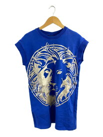 【中古】VERSUS VERSACE◆Tシャツ/S/コットン/BLU/lion print tank blue【メンズウェア】
