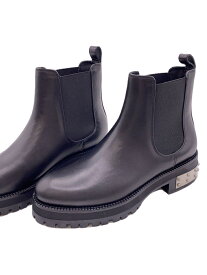 【中古】Alexander McQueen◆GOLDANIL CALF/ELASTICメタルヒールブーツ/35/BLK/レザー/462300【シューズ】