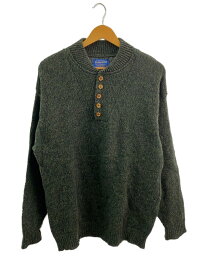 【中古】PENDLETON◆セーター(厚手)/L/ウール/GRN/ハーフボタン【メンズウェア】