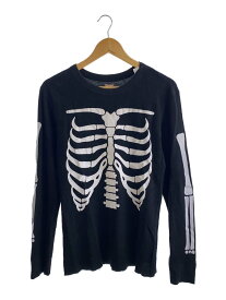 【中古】Supreme◆Hanes/bones thermal crew/長袖Tシャツ/M/コットン/BLK/黒/骨【メンズウェア】