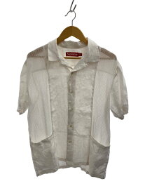 【中古】Supreme◆Mesh Panel Linen S/S Shirt/半袖シャツ/M/リネン/WHT【メンズウェア】