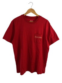 【中古】Supreme◆Mesh Stripe Pocket Tee/Tシャツ/L/コットン/RED【メンズウェア】