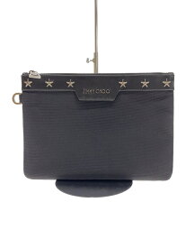 【中古】JIMMY CHOO◆クラッチバッグ/ナイロン/BLK/※ストラップ欠品【バッグ】