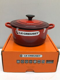 【中古】LE CREUSET◆フランス製 ココットロンド 鍋/サイズ:18cm/赤 調理器具【キッチン用品】