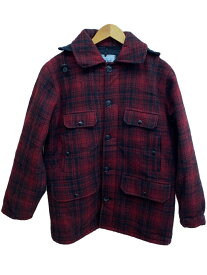 【中古】JOHNSON WOOLEN MILLS◆ジャケット/40/ウール/RED/チェック【メンズウェア】