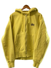 【中古】STUSSY◆ジップパーカー/M/コットン/イエロー【メンズウェア】