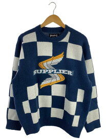 【中古】SUPPLIER◆セーター(厚手)/XL/アクリル/NVY/チェック【メンズウェア】