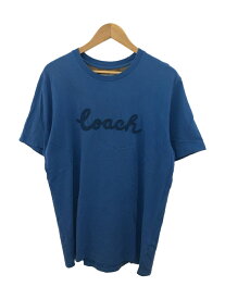 【中古】COACH◆Tシャツ/L/コットン/BLU/無地/F68807【メンズウェア】