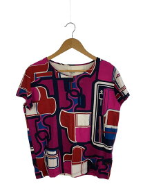 【中古】HERMES◆Tシャツ/36/コットン/ピンク/総柄【レディースウェア】
