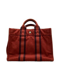 【中古】HERMES◆エールラインPMトートバッグ/キャンバス/RED【バッグ】