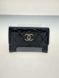 【中古】CHANEL◆カードケース/エナメル/BLK/レディース【服飾雑貨他】