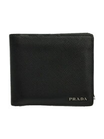 【中古】PRADA◆2MO513/サフィアーノ/コンパクトウォレット/2ツ折サイフ/カウハイド/ロゴ/ユニセックス/無地【服飾雑貨他】