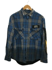 【中古】DIESEL◆長袖シャツ/S/コットン/BLU/チェック/シミ汚有【メンズウェア】