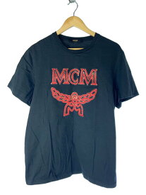【中古】MCM◆Tシャツ/L/コットン/BLK/プリント/MHT8AMM58BL00L【メンズウェア】