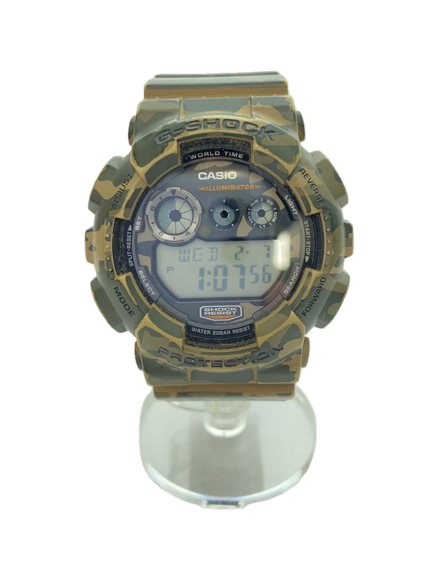 CASIO◇クォーツ腕時計 アナログ ラバー カーキ SS GD-120CM カモフラ