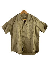 【中古】US.ARMY◆70s/S/S Khaki Chino Shirt/半袖シャツ/L/コットン/BEG【メンズウェア】
